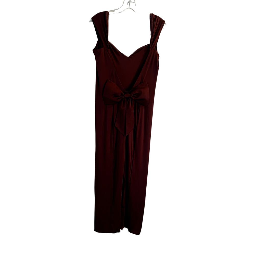 Oh Polly Burgundy Midi Dress with Bow Back - Picture 3 of 7